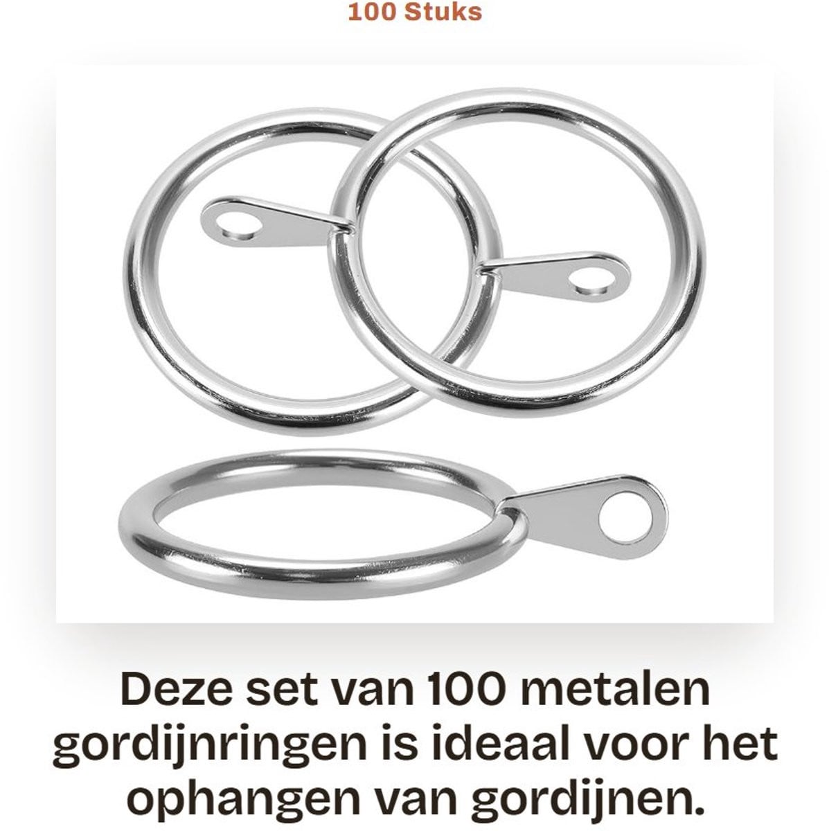 Dailygoods Gordijnringen 100 stuks - Metalen gordijnringen 38 mm