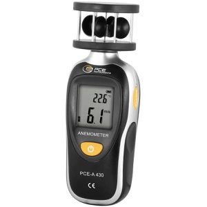 PCE Anemometer A 430, mit Schalenkreuz, bis 30 m/s, mit Thermometer