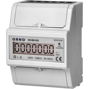 Orno Stromzähler OR-WE-522, digital, Wechselstromzähler, 1-phasig, für Hutschiene