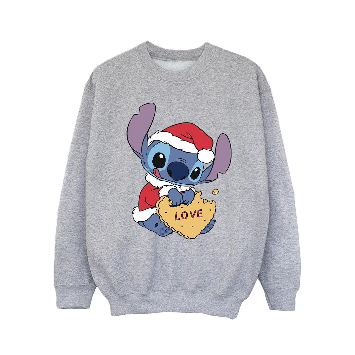 Disney Meisjes Lilo And Stitch Kerstmis Love Biscuit Sweatshirt (Sportgrijs)