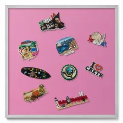 MAGNETTAFEL 50x50 cm Silberner Rahmen Rosa
