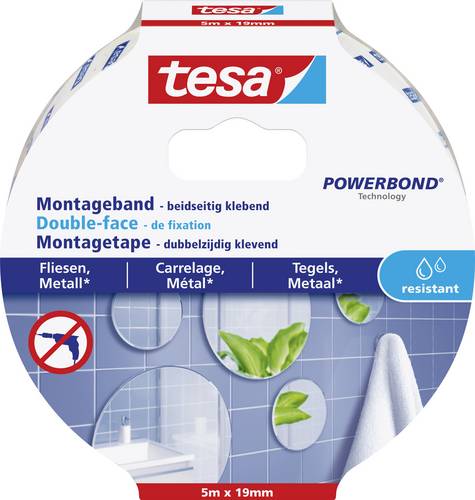 tesa Montageband Fliesen&Metall wasserdicht 5m x 19mm