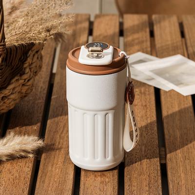 ModernMart Smart LED Temperature Display Thermos Bottle Stainless Steel white Coffee