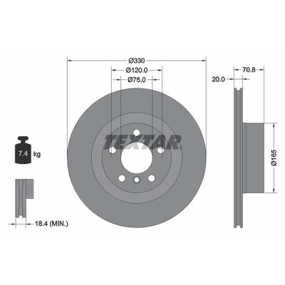TEXTAR Bremsscheibe PRO 92256303 330mm 20mm für BMW