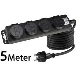 ChiliTec  Gartensteckdosenleiste 4-fach IP44 Außenbereich 5m H07RN-F 3G1,5mm2 – 16A 3600W