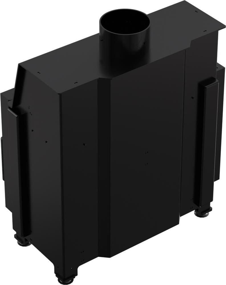 Kamineinsatz aus Stahl KRATKI SIMPLE links 6 kW Ø 150 schwarz Verkleidung