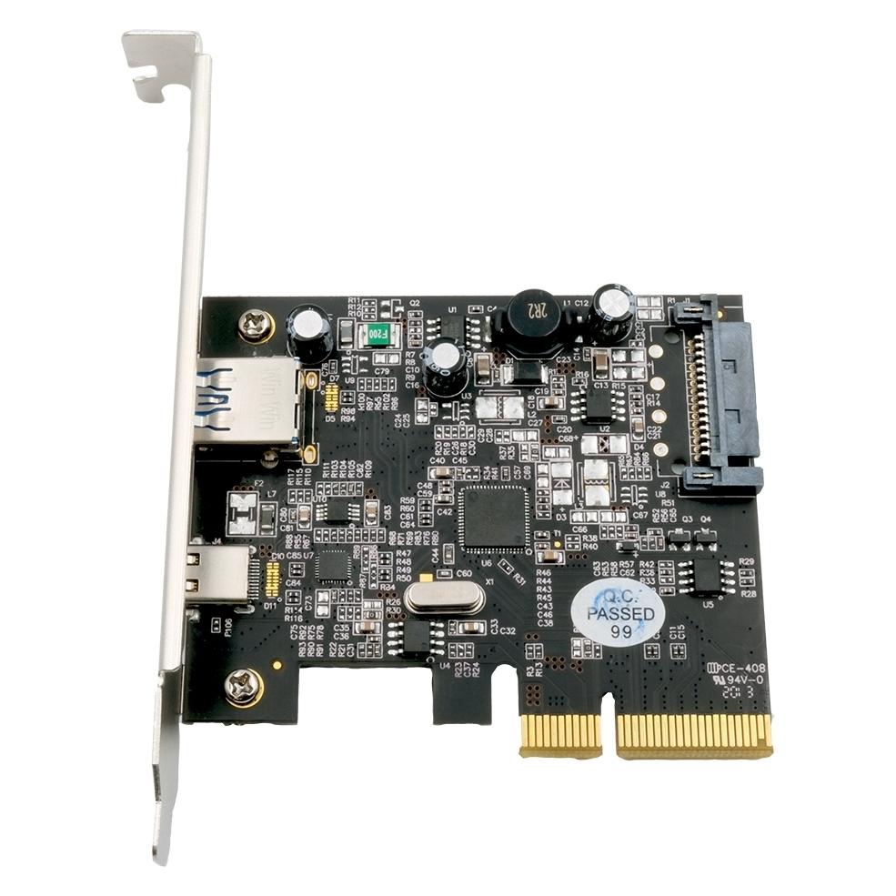 Exsys GmbH 2 Port USB 3.2 Gen2 PCIe (x4) Karte mit 1x A- und C Anschluss (Asmedia) (EX-12002-2)