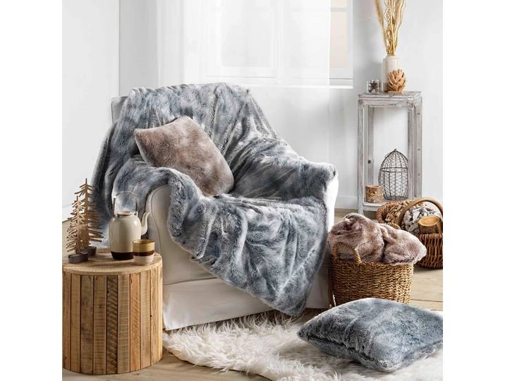 Plaid imitation fourrure Antartic Gris 125x150