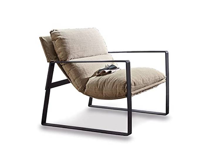 Loberon Sessel Seuvard, schwarz/beige Luxuriöses Sitzerlebnis, Extra dicke Polsterung, Zeitloses Design