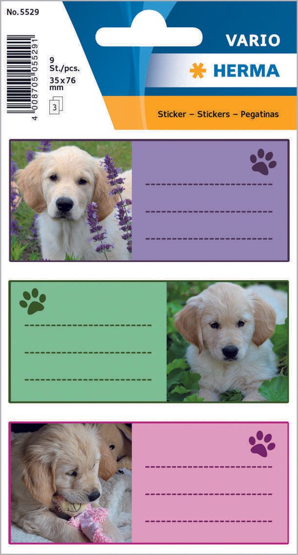 HERMA Schuletiketten Hunde 5529