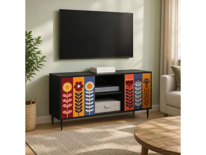 vidaXL TV-Schrank ESSEN 102 x 33 x 51 cm Schwarz Eichen-Optik