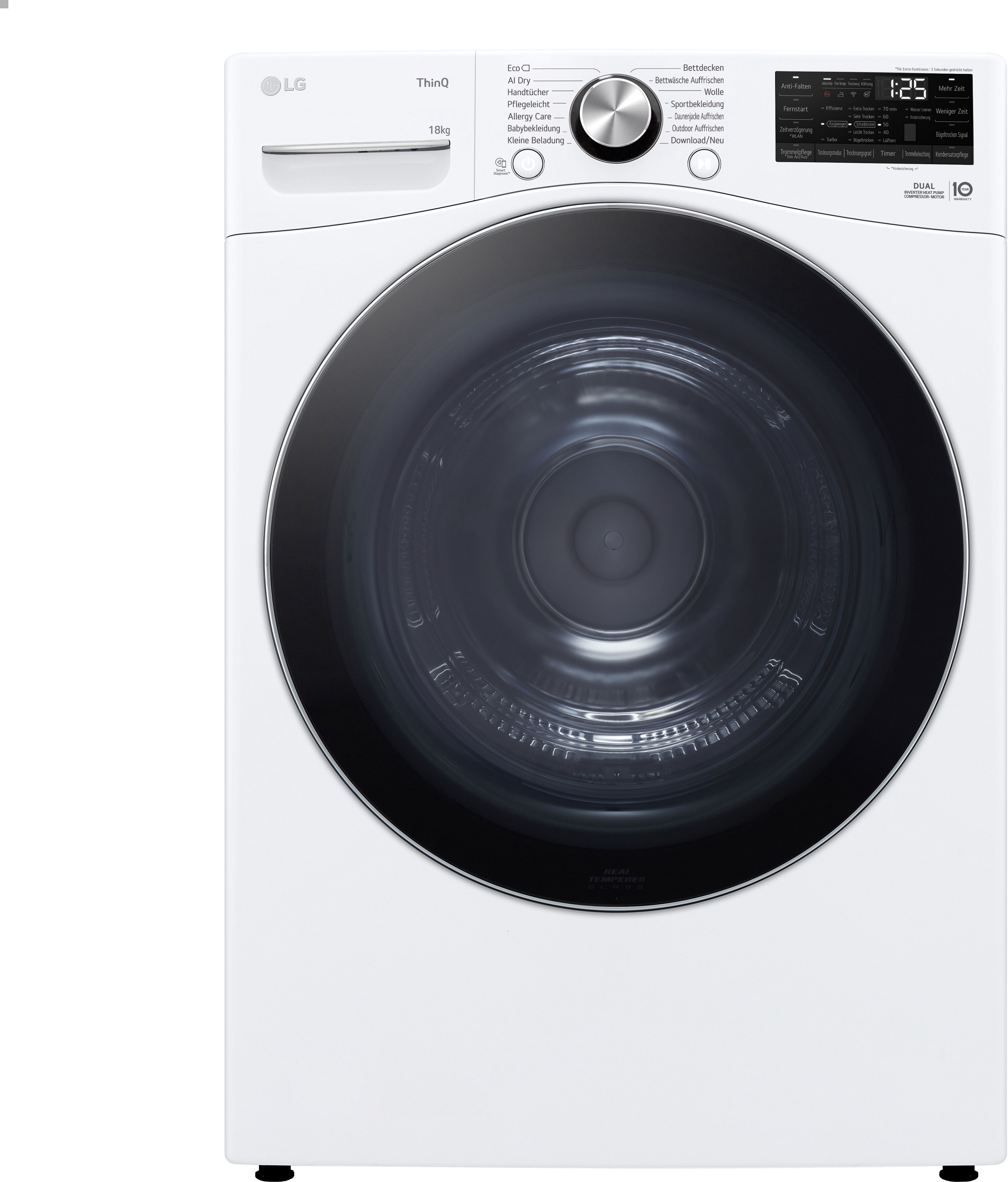 LG Wärmepumpentrockner "RT18VT", Energieeffizienz: D, weiß, B:77cm H:99cm T:82cm, Trockner, Allergy Care, Wärmepumpentrockner