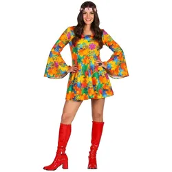 Thetru Hippie Minikleid orange - Kostüm für Fasching (M)