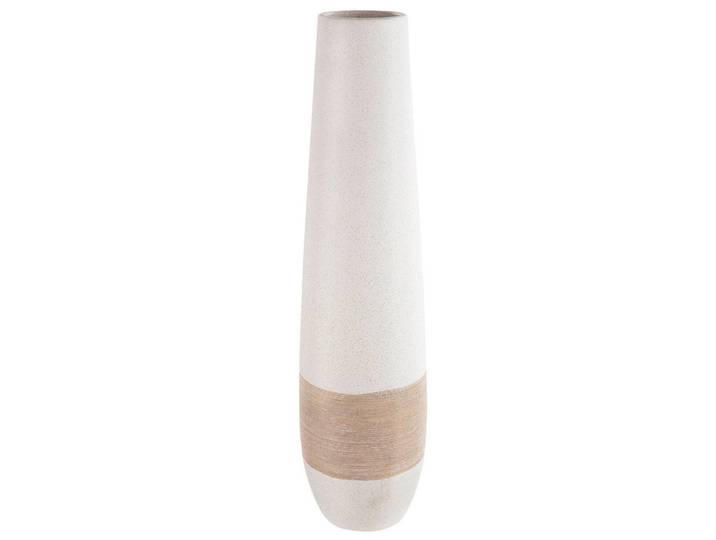Bodenvase Olbia, Creme, Hellbraun, Keramik, oval, 15x56x15 cm, auch für frische Blumen geeignet, Dekoration, Vasen, Bodenvasen