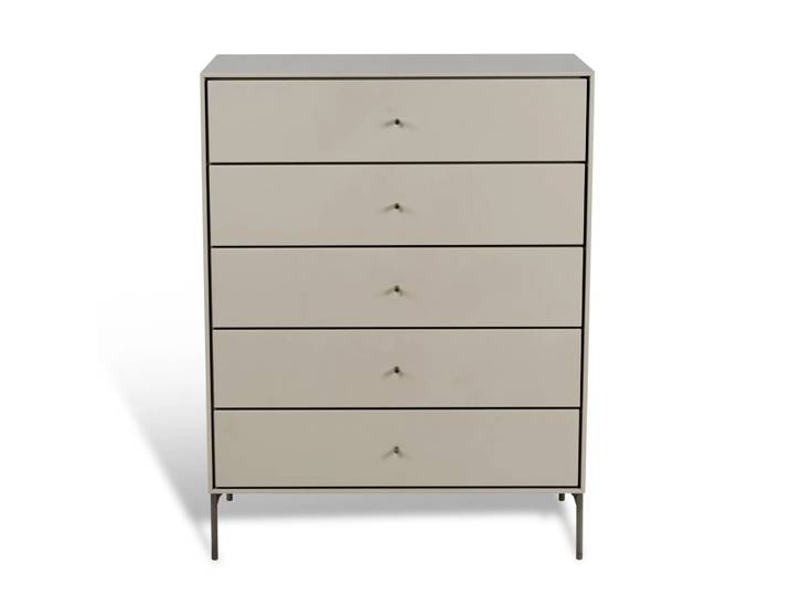 Mavis Commode Volt 5 tiroirs beige Détails en acier inoxydable