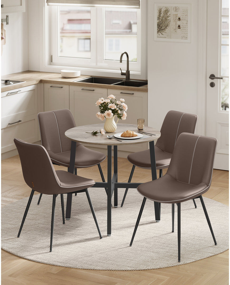Borough Wharf Brillion Round Metal Base Dining Table Greige
