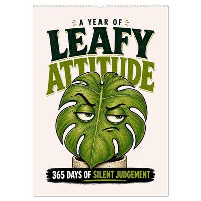 A year of leafy attitude 365 days of silent judgment (Wall Calendar 2027 DIN A2 portrait), CALVENDO 12 Month Wall Calendar