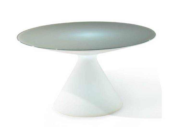 SLIDE table ronde lumineuse ED (Blanc - Polyéthylène/verre)