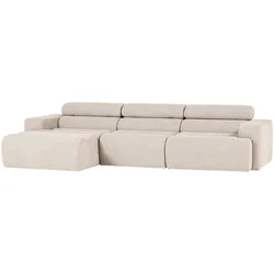 Ecksofa Novi Bouclé, modern mit Chaiselongue und verstellbarer Nackenstütze, natur, links