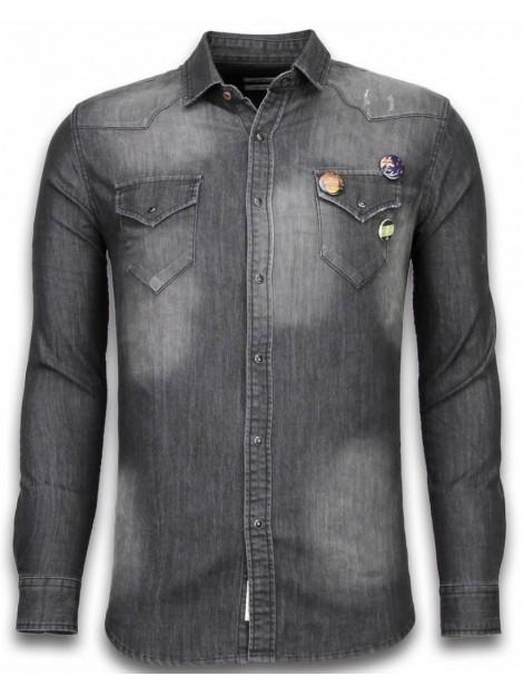 Bread & Buttons Denim shirt spijker slim fit