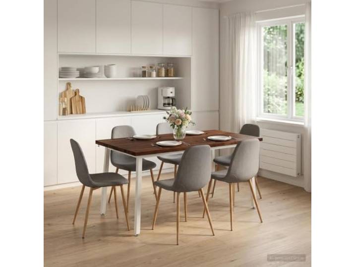 Quadratischer Esstisch 160 x 70 x 75 cm Massivholz Akazie Verzinkte Stahlbeine,-Rutsch-Zubehör,nur Innenbereich,massives Akazienholz,rechteckige Tischfläche