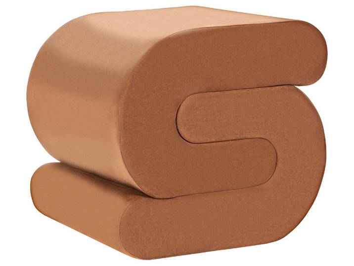 Pouf En Velours Rembourré Forme De S Repose-pied Marron Doré Arcadia