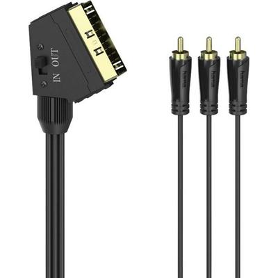 Hama Cinch / SCART AV Anschlusskabel [3x Cinch-Stecker - 1x SCART-Stecker] 1.5 m Schwarz