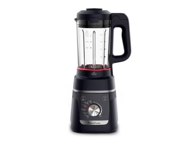 Moulinex Blendforce Cook, Standmixer mit Kochen, heiße und kalte Rezepte, 5 automatische Programme, 6 Geschwindigkeiten + Pulse, Black Night, LM5768F0