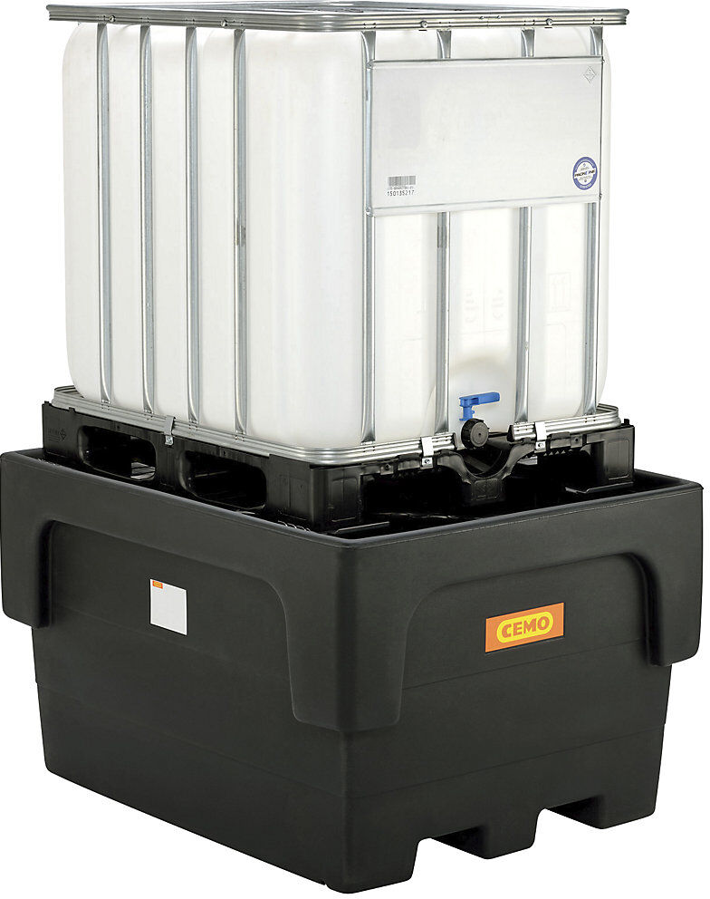 PE-Auffangwanne für Tankcontainer IBC/KTC, für 1 x IBC/KTC, mit PE-Stützkreuz CEMO