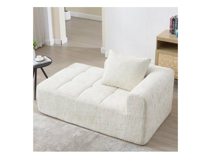 LuxusKollektion Chaiselongue Sofa 1 Sitzer Sofaliege Couch Chaiselongue Kissen Beige A