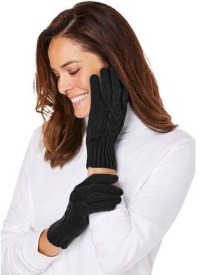 Women's Cable-Knit Gloves by Accessories For All in Black