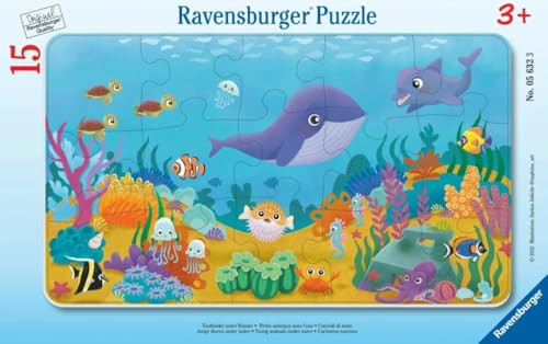 Ravensburger kinderpuzzel babydieren onder water 15-delige framepuzzel voor kinderen vanaf 3 jaar