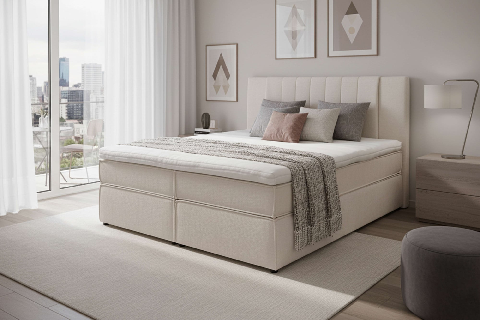 Home affaire "Bellissimo, Doppelbett, Polsterbett, Federkernbett, Komforbett" inkl. 9cm Topper, 5-Zonen-Taschen-Federkernmatratze, Härtegrad 3
