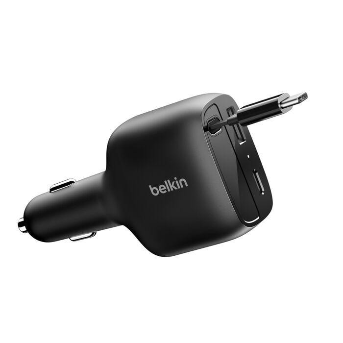 Belkin BoostCharge Kfz-Ladegerät mit einziehbarem Kabel (75 W) schwarz CCC001hqBK
