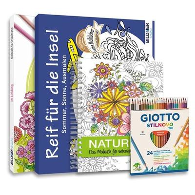 Mein Kreativ-Set: 3 liebevoll gestaltete Malbücher mit 24 hochwertigen Farbstiften, Taschenbuch von , Bildner Verlag, 978-3-8328-0250-9