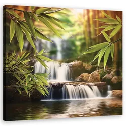 WANDBILD wasserfall zen steine