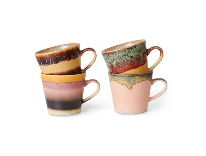 HKliving - 70's Cappuccino Tassen, 330 ml, vista (4er-Set)