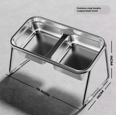 Inspire Curations Stainless Steel Double Pet Bowl Set With Anti Tip Base a1
