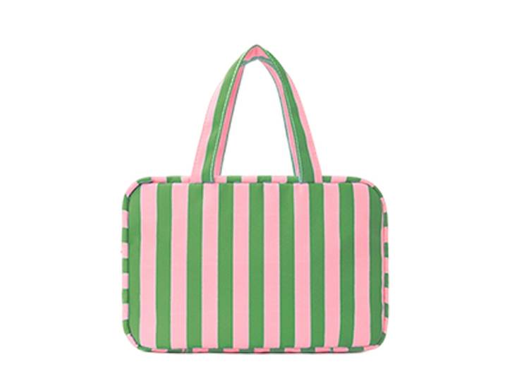 JORDAN&JUDY 4-voudige toilettas - Groen &amp; roze strepen
