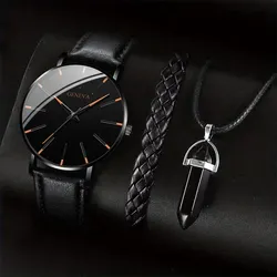 3-teiliges Set mit Quarzuhr, Armband und Kette - D Set No Box