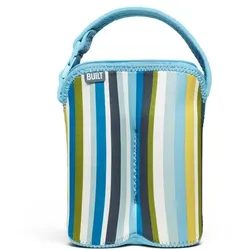 BUILT Bottle Buddy Two Bottle Tote with holder (Baby Blue Stripe)