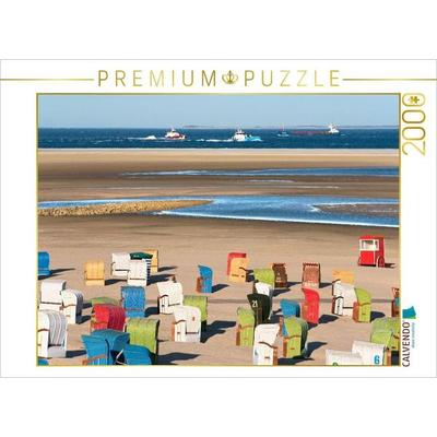 CALVENDO Puzzle Strandkörbe, Sand, Schiffe und die See. | 2000 Teile Lege-Größe 90x67cm Foto-Puzzle für glückliche Stunden