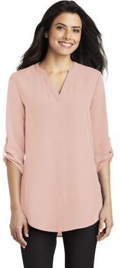 Port Authority LW701 Women's 3/4-Sleeve Tunic Blouse in Rose Quartz size Large   Polyester