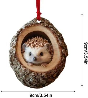 Inspired Finds Christmas Animal Acrylic Pendant Ornaments Set Raccoon, Owl, Squirrel, Bunny, Bird hedgehog