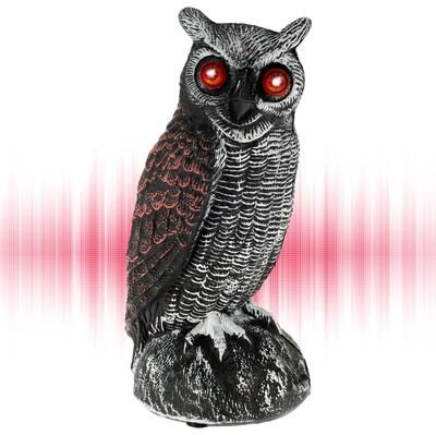 Inspired Finds Solar Owl Bird Deterrent With Sound And Light Waterproof Garden Scarecrow black Feather