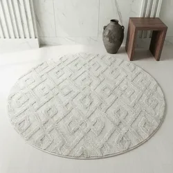 Hochflorteppich TALFER, geometrisch, Creme, Ø 80 cm