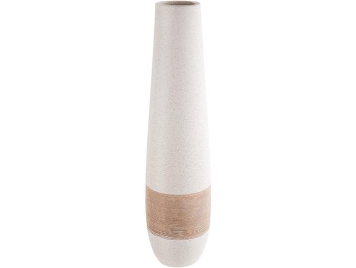 Bodenvase GILDE Vase Olbia , braun (braun, creme), B:12cm H:46cm T:12cm, Keramik, Vasen, Bodenvase, Gesprenkelt-gestreiftes Design, braun-creme, Blumenvase