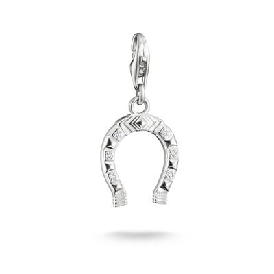 Charm-Einhänger THOMAS SABO "Charm Western-Hufeisen - Original", silber (silberfarben, kristallweiß, kristallweiß), Charms, Damen, Silber 925 (recycelt), mit Zirkonia (synth.)