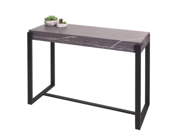 Konsolentisch HWC-L53, Telefontisch Arbeitstisch Beistelltisch Ablagetisch, Metall 81x100x40cm Marmor-Optik grau