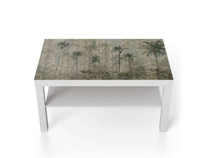 DEQORI Glastisch weiß groß 90x50 cm Motiv Dschungelgeflüster ausgefallener Beistelltisch aus Glas Hochglanz Couchtisch fürs Wohnzimmer moderner Couch Tisch mit Design